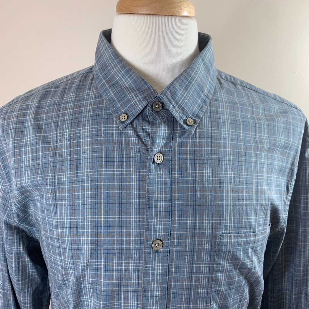 John Varvatos USA Teal Plaid Button Down